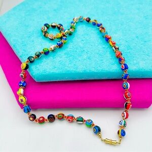 Vintage Venetian Murano Millefiori Beaded Necklace